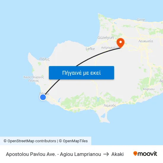 Apostolou Pavlou Ave. - Agiou Lamprianou to Akaki map