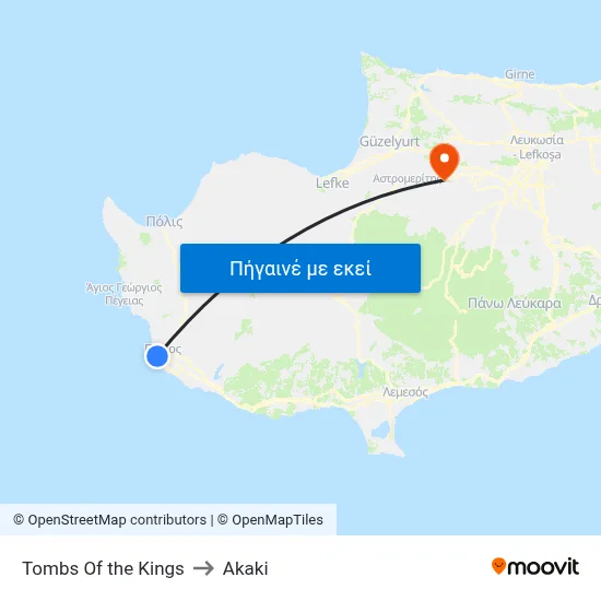 Tombs Of the Kings to Akaki map