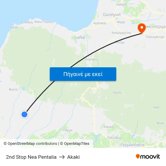 2nd Stop Nea Pentalia to Akaki map