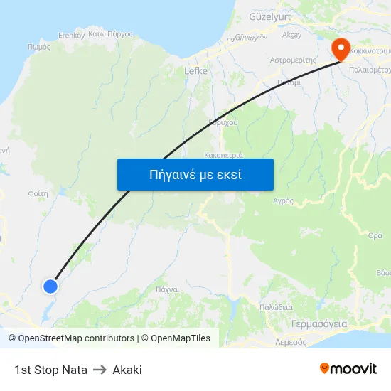1st Stop Nata to Akaki map