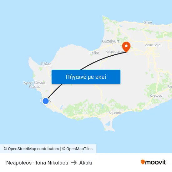 Neapoleos - Iona Nikolaou to Akaki map
