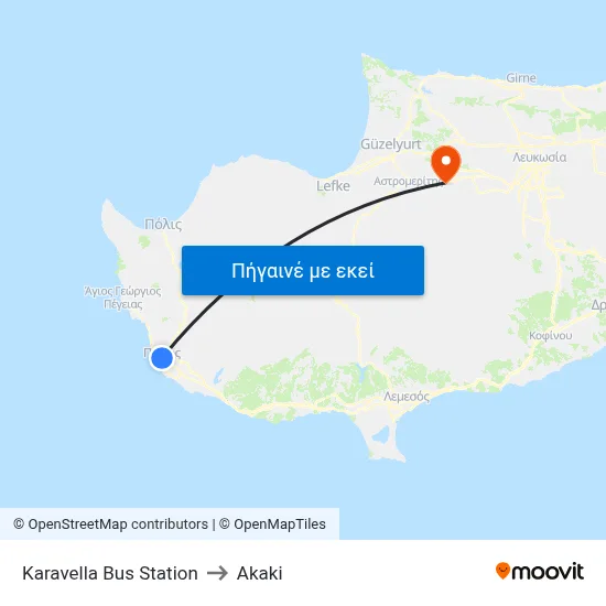 Karavella Bus Station to Akaki map