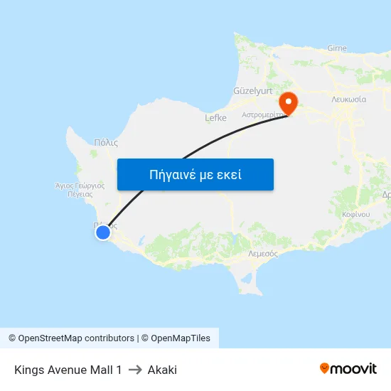 Kings Avenue Mall 1 to Akaki map