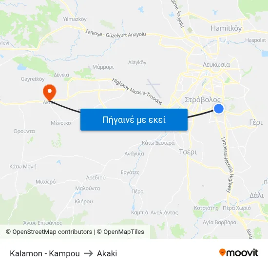 Kalamon - Kampou to Akaki map