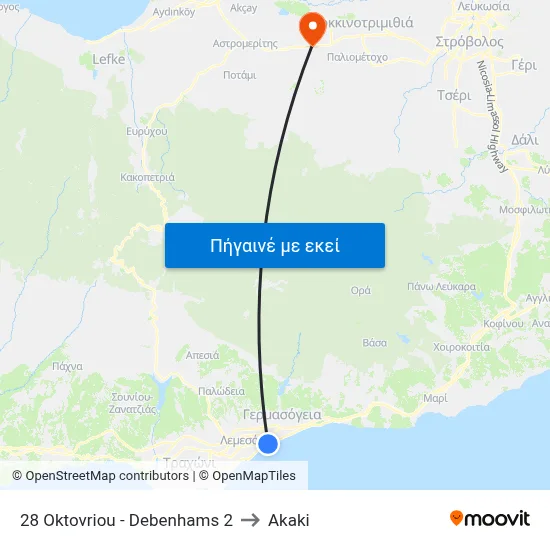 28 Oktovriou - Debenhams 2 to Akaki map