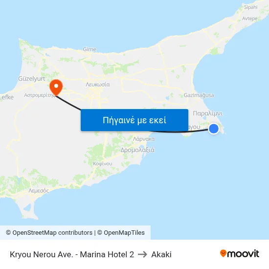 Kryou Nerou Ave. - Marina Hotel 2 to Akaki map