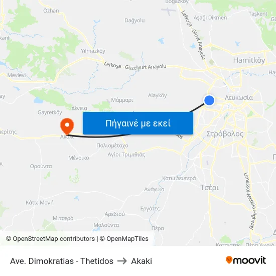 Ave. Dimokratias - Thetidos to Akaki map