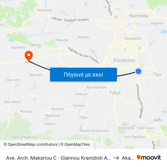 Ave. Arch. Makariou C - Giannou Kranidioti Ave. to Akaki map