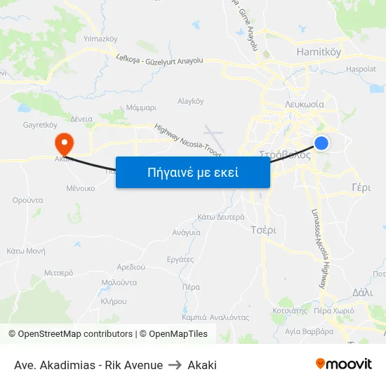 Ave. Akadimias - Rik Avenue to Akaki map
