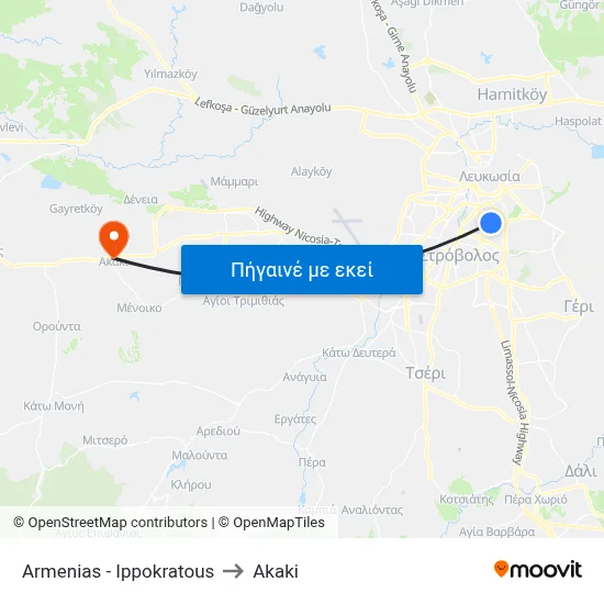 Armenias - Ippokratous to Akaki map