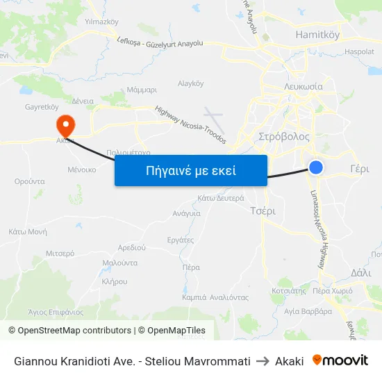 Giannou Kranidioti Ave. - Steliou Mavrommati to Akaki map
