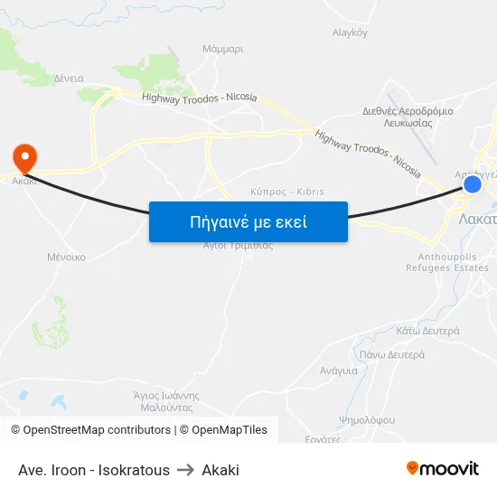 Ave. Iroon - Isokratous to Akaki map