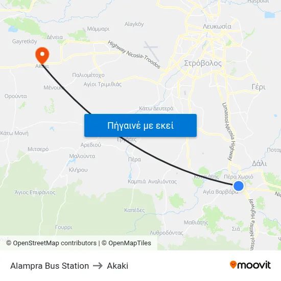 Alampra Bus Station to Akaki map