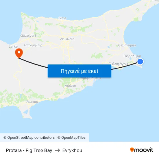 Protara - Fig Tree Bay to Evrykhou map