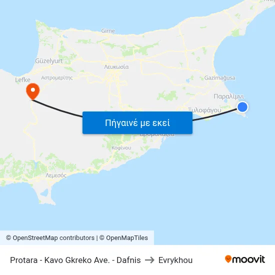 Protara - Kavo Gkreko Ave. - Dafnis to Evrykhou map