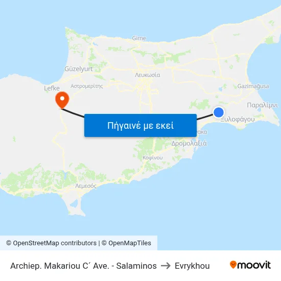 Archiep. Makariou C´ Ave. - Salaminos to Evrykhou map
