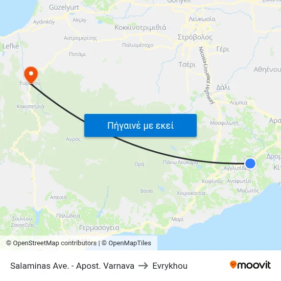 Salaminas Ave. - Apost. Varnava to Evrykhou map
