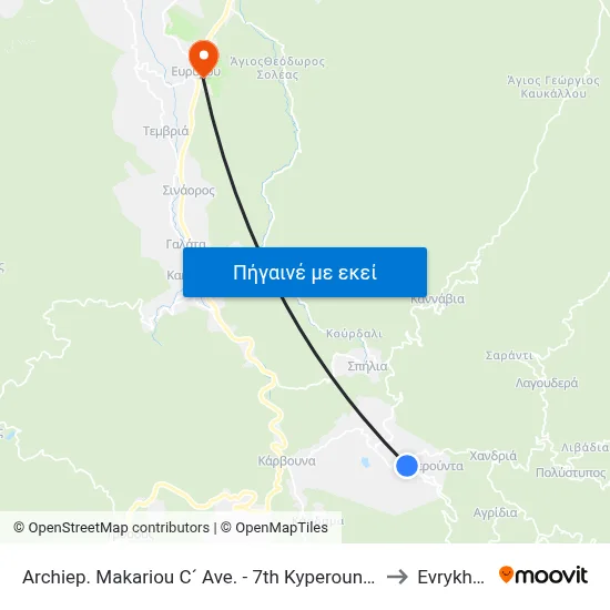 Archiep. Makariou C´ Ave. - 7th Kyperounta 1 to Evrykhou map