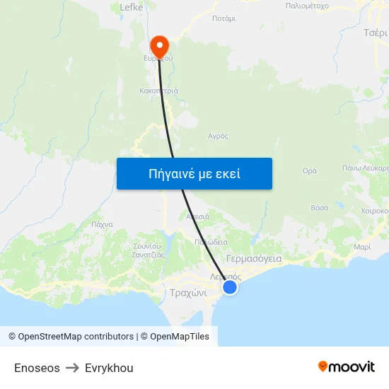 Enoseos to Evrykhou map