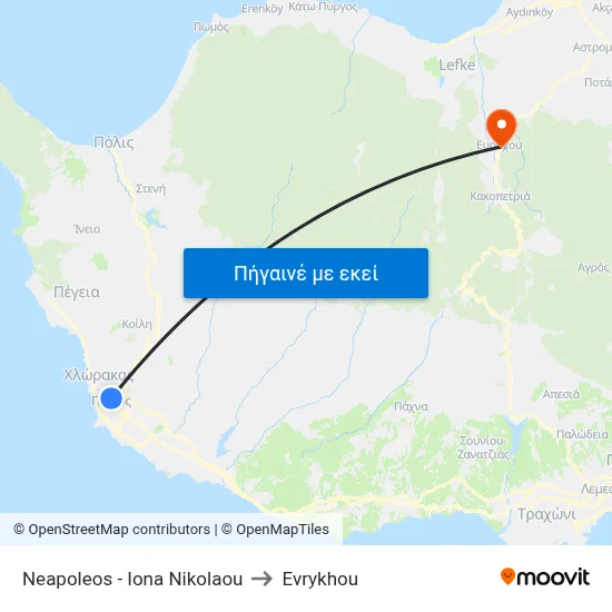 Neapoleos - Iona Nikolaou to Evrykhou map