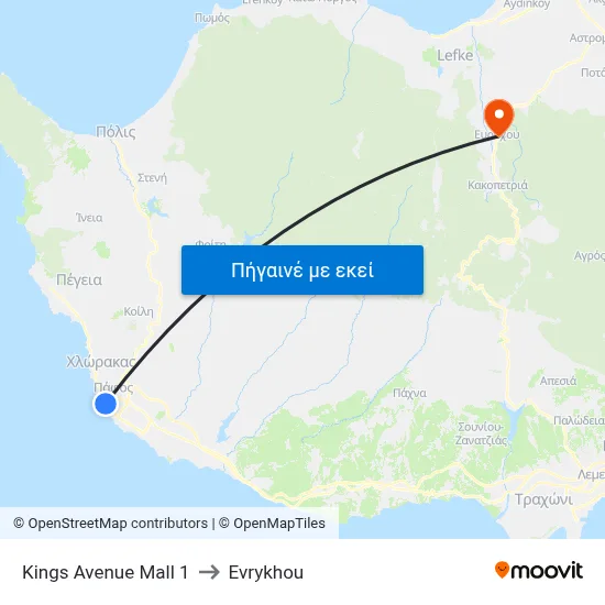 Kings Avenue Mall 1 to Evrykhou map