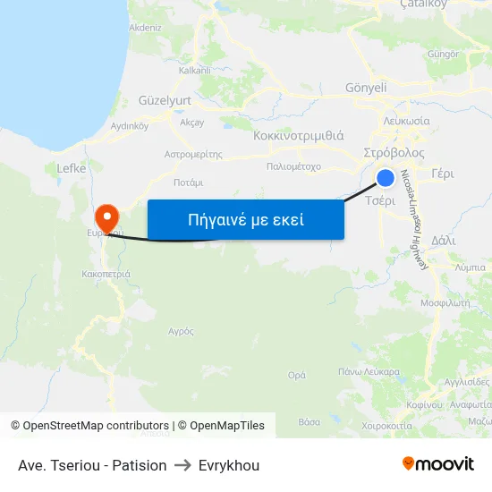 Ave. Tseriou - Patision to Evrykhou map