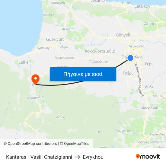 Kantaras - Vasili Chatzigianni to Evrykhou map