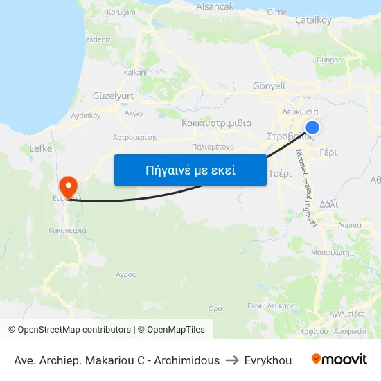 Ave. Archiep. Makariou C - Archimidous to Evrykhou map