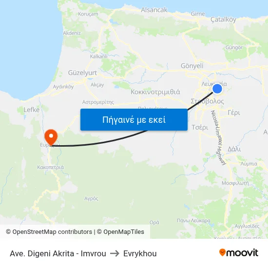 Ave. Digeni Akrita - Imvrou to Evrykhou map
