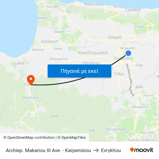 Archiep. Makariou III Ave. - Karpenisiou to Evrykhou map