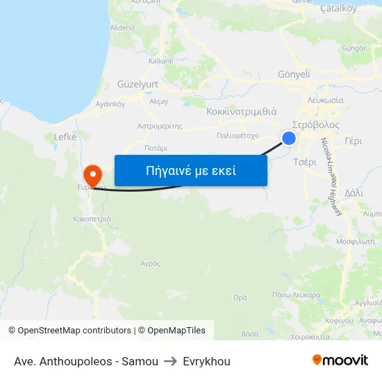 Ave. Anthoupoleos - Samou to Evrykhou map