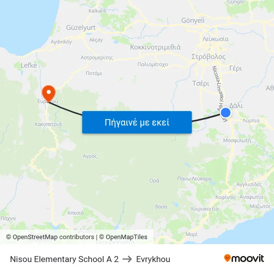 Nisou Elementary School A 2 to Evrykhou map