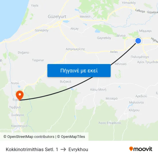 Kokkinotrimithias Setl. 1 to Evrykhou map