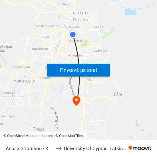 Λεωφ. Στασίνου - Κρήτης to University Of Cyprus, Latsia Annex map
