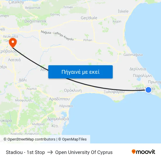 Stadiou - 1st Stop to Open University Of Cyprus map