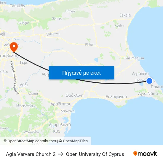 Ag. Varvara Church to Open University Of Cyprus map