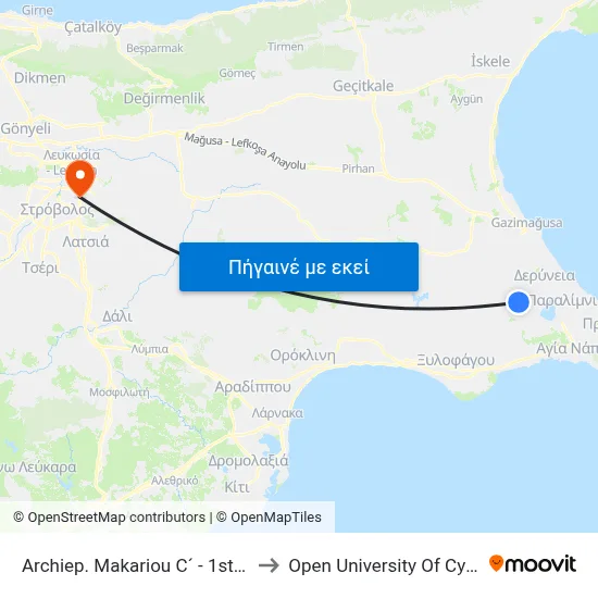 Archiep. Makariou C´ - 1st Stop to Open University Of Cyprus map