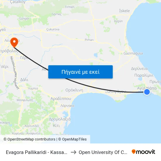 Evagora Pallikaridi - Kassandrou to Open University Of Cyprus map