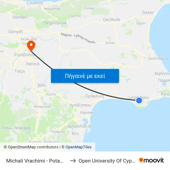 Michali Vrachimi - Potamou to Open University Of Cyprus map