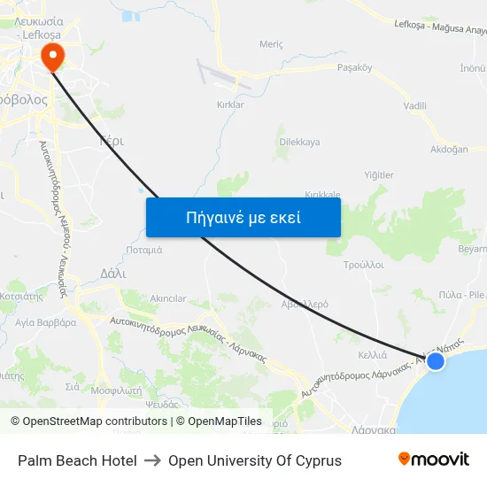 Palm Beach Hotel to Open University Of Cyprus map