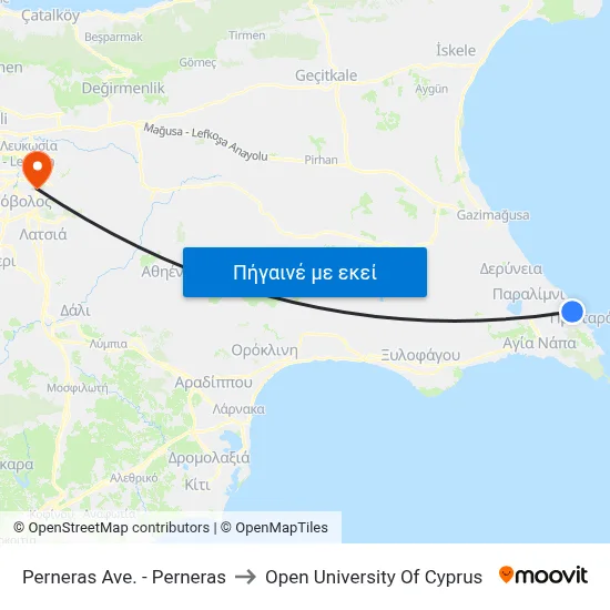 Perneras Ave. - Perneras to Open University Of Cyprus map