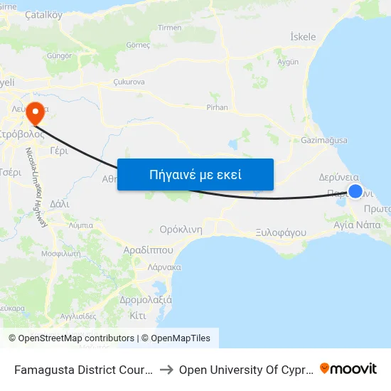 Famagusta District Court to Open University Of Cyprus map