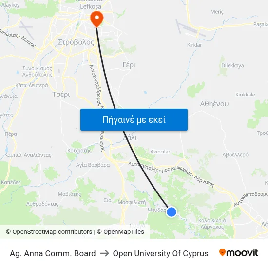 Ag. Anna Comm. Board to Open University Of Cyprus map