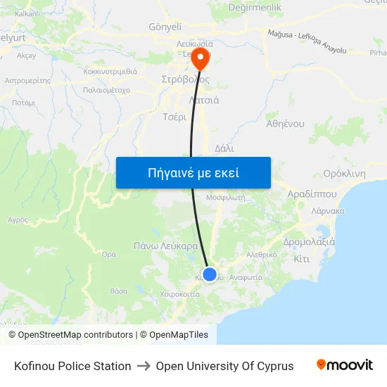 Kofinou Police Station to Open University Of Cyprus map