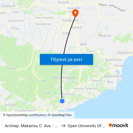 Archiep. Makariou C´ Ave. - 3rd Stop to Open University Of Cyprus map