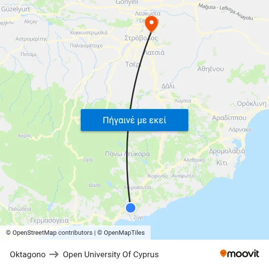 Oktagono to Open University Of Cyprus map