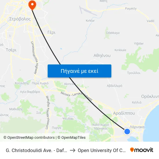 G. Christodoulidi Ave. - Dafnidos to Open University Of Cyprus map