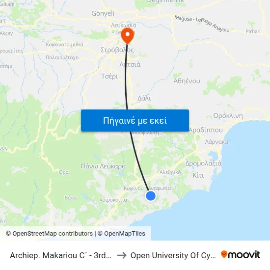 Archiep. Makariou C´ - 3rd Stop to Open University Of Cyprus map