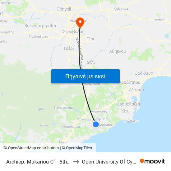 Archiep. Makariou C´ - 5thstop to Open University Of Cyprus map