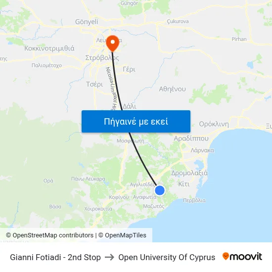 Gianni Fotiadi - 2nd Stop to Open University Of Cyprus map